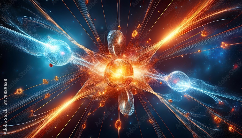 Obraz premium Two particles smashing together 