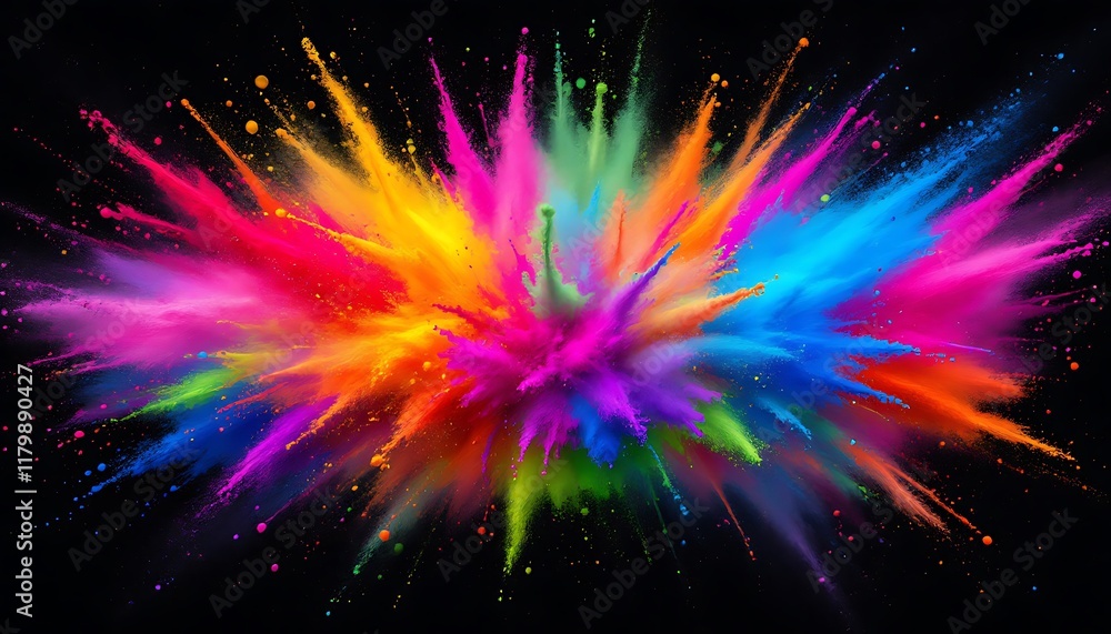 Vibrant Rainbow Powder Explosion: A Dynamic Abstract Artwork Vibrant Rainbow Powder Explosion: A Dynamic Abstract Artwork