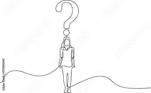 Little Girl Has Question Mark On Head Frequently Asked Questions Concept Continuous One Line Drawing