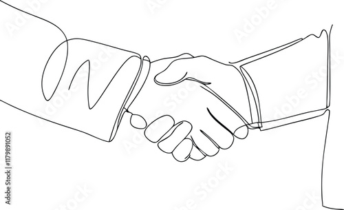 Hand Shake Each Other Business Minimalist Icon Concept Continuous One Line Drawing Illustration In Editable Stroke