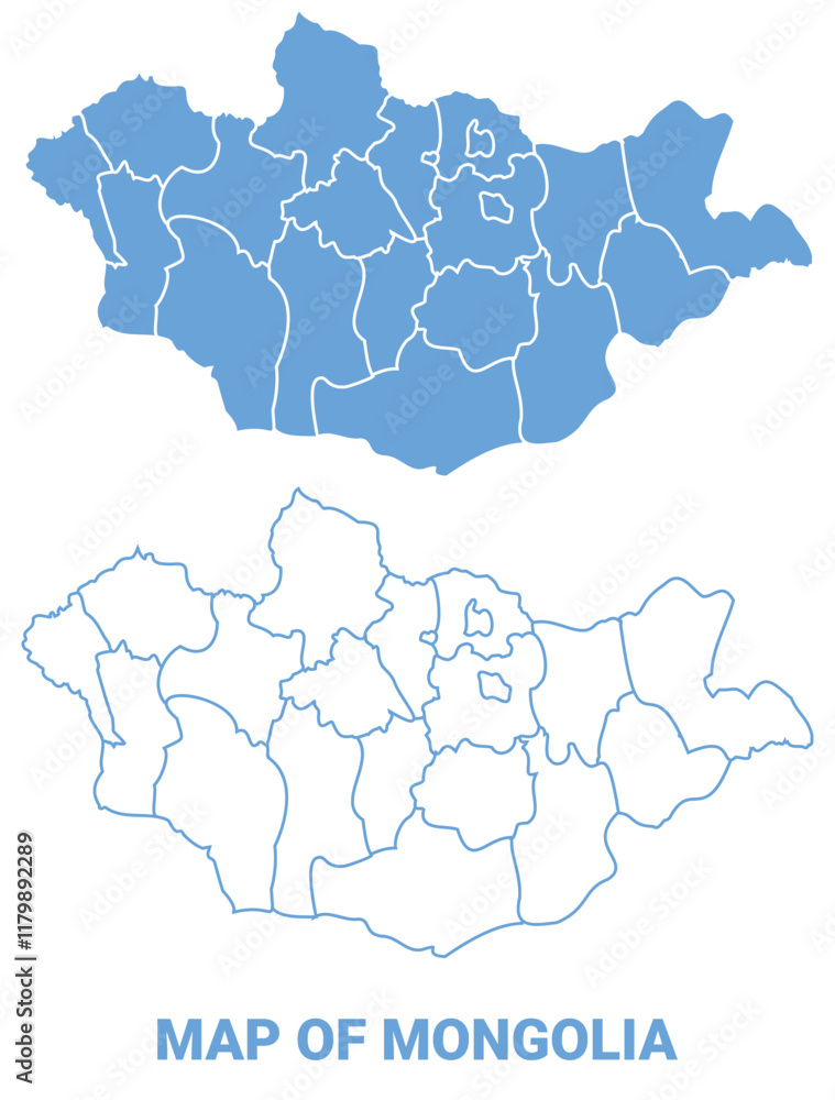 Vietnam Blue map flat regions border outline vector illustration Vietnam Blue map flat regions border outline vector illustration