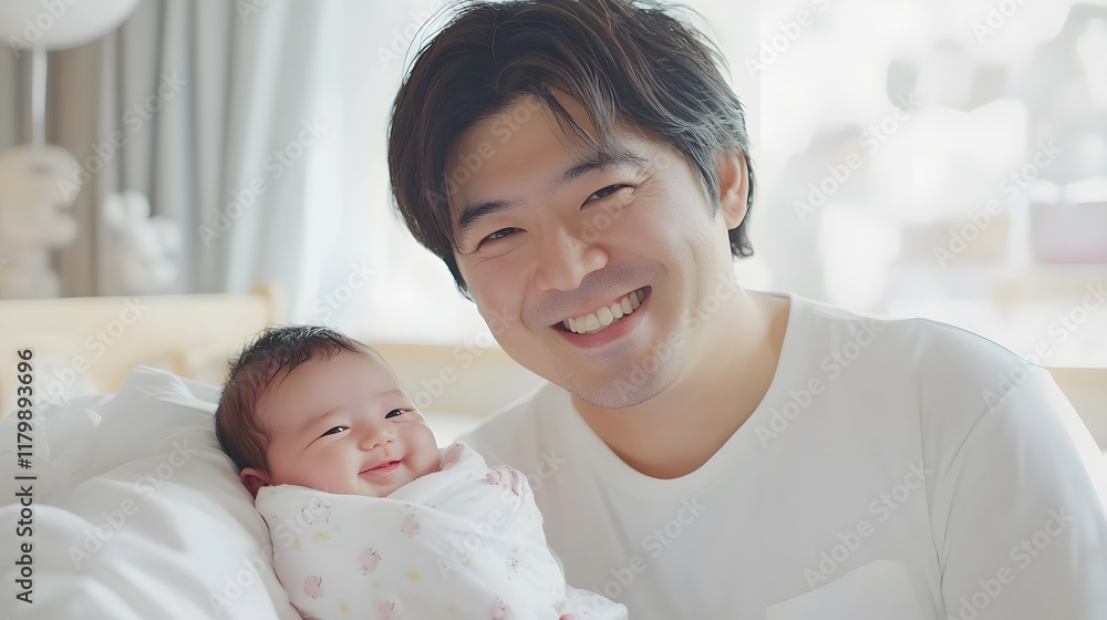Joyful Father and Baby Moment Captured in Soft Light, Showcasing Happiness and Bonding in a Cozy Indoor Setting with a Warm Atmosphere Joyful Father and Baby Moment Captured in Soft Light, Showcasing Happiness and Bonding in a Cozy Indoor Setting with a Warm Atmosphere