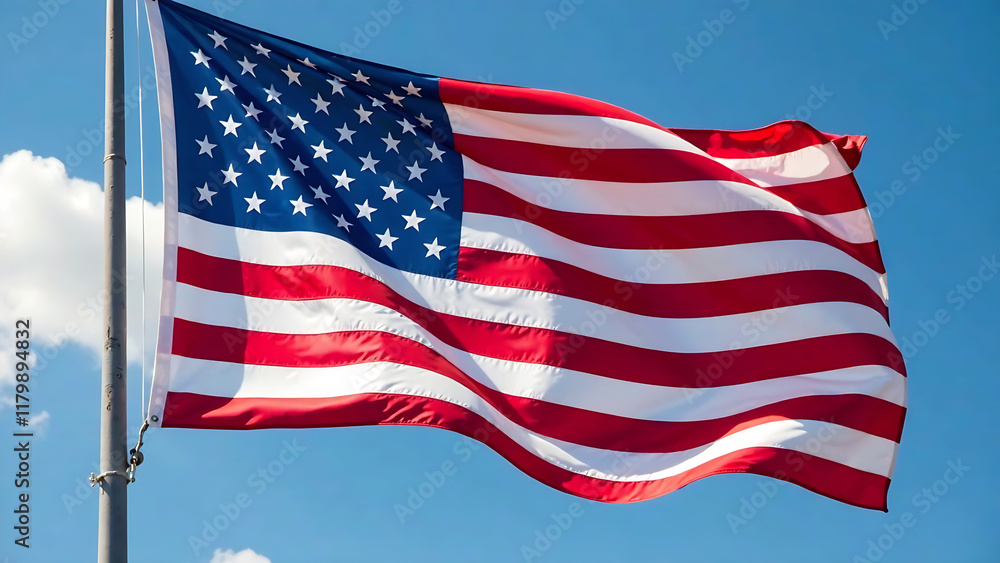 Vibrant red white and blue ribbon flag. For 4th of July, Memorial day, Veteran's day, or other patriotic holiday celebrations. new image Vibrant red white and blue ribbon flag. For 4th of July, Memorial day, Veteran's day, or other patriotic holiday celebrations. new image