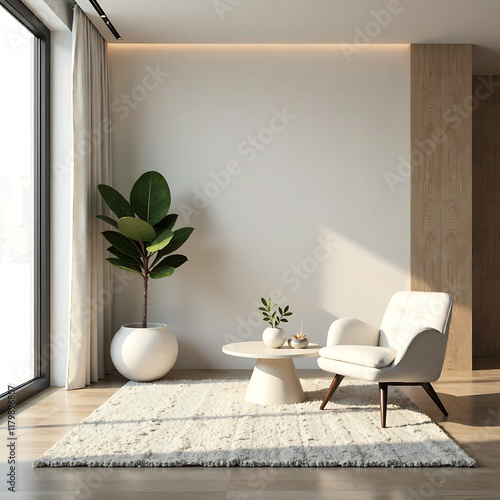 modern interior design featuring geometric spheres and stylish furniture, creating serene and productive atmosphere. space is bright and inviting, perfect for relaxation or work new image