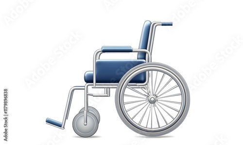 Blue wheelchair isolated on white background. (6) photo