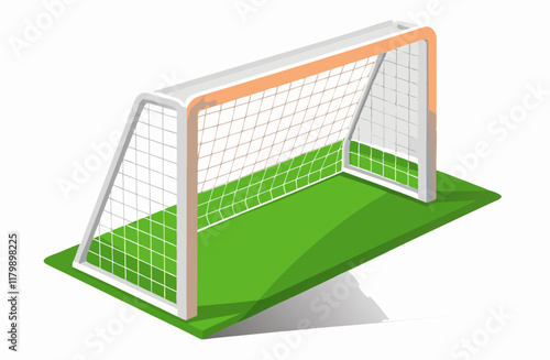3D Football Goal Illustration. But de football sur fond white.
