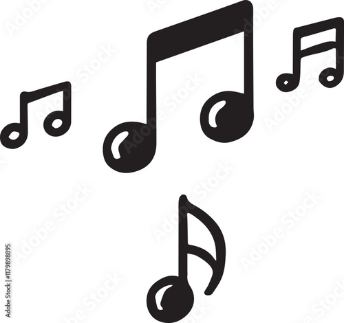 Simple musical notes vector black and white (audio notes) design