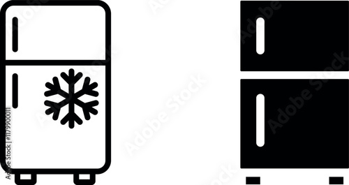 "Fridge Vector Icon Set - Kitchen Appliance and Food Storage Illustrations"