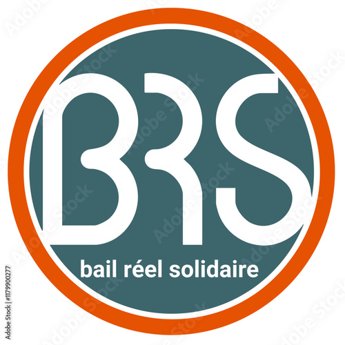 A circular logo with "BRS" in bold white letters on a blue-green background, orange border, and "bail réel solidaire" text below