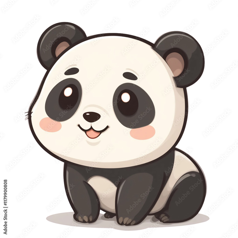 Naklejka premium Adorable Cartoon Baby Panda Bear Cub Sitting Cute Wildlife Illustration
