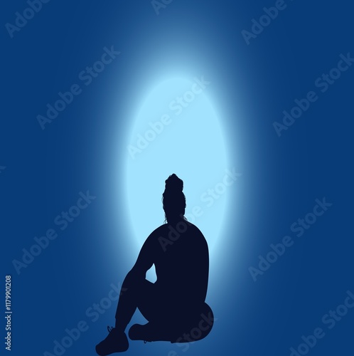 Beautiful man shadow with moonlight in the background. Silver light in the background in the moon and front baby man shadow black and gray for your laptop and desktop PC wallpaper.