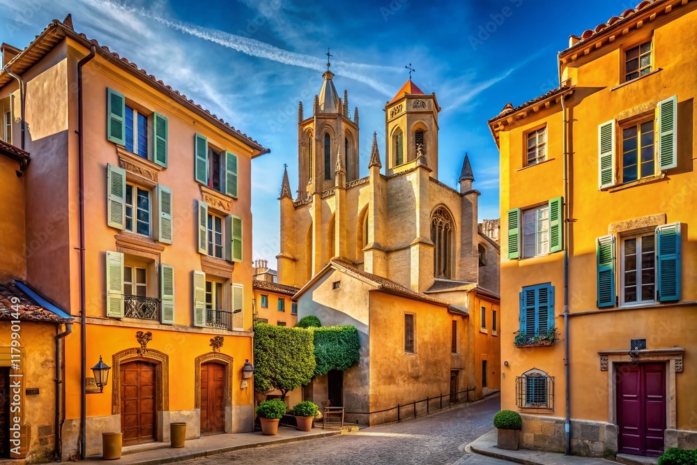 Obraz premium Minimalist Aix-en-Provence Architecture: Cathedral & Cityscape