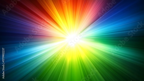Abstract Colorful Radiating Light Rays Background