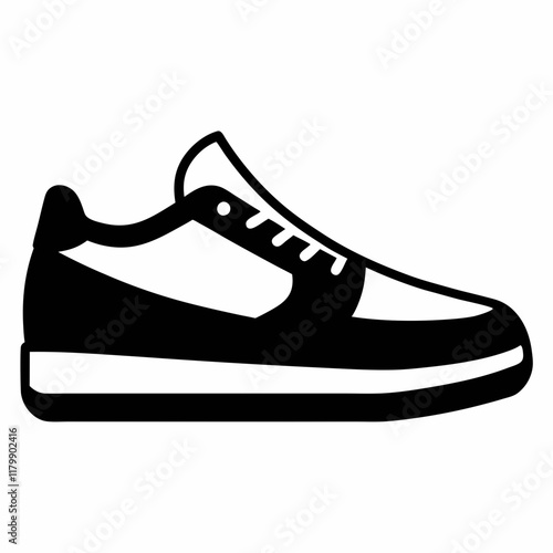 Skate shoes with black outline on white background