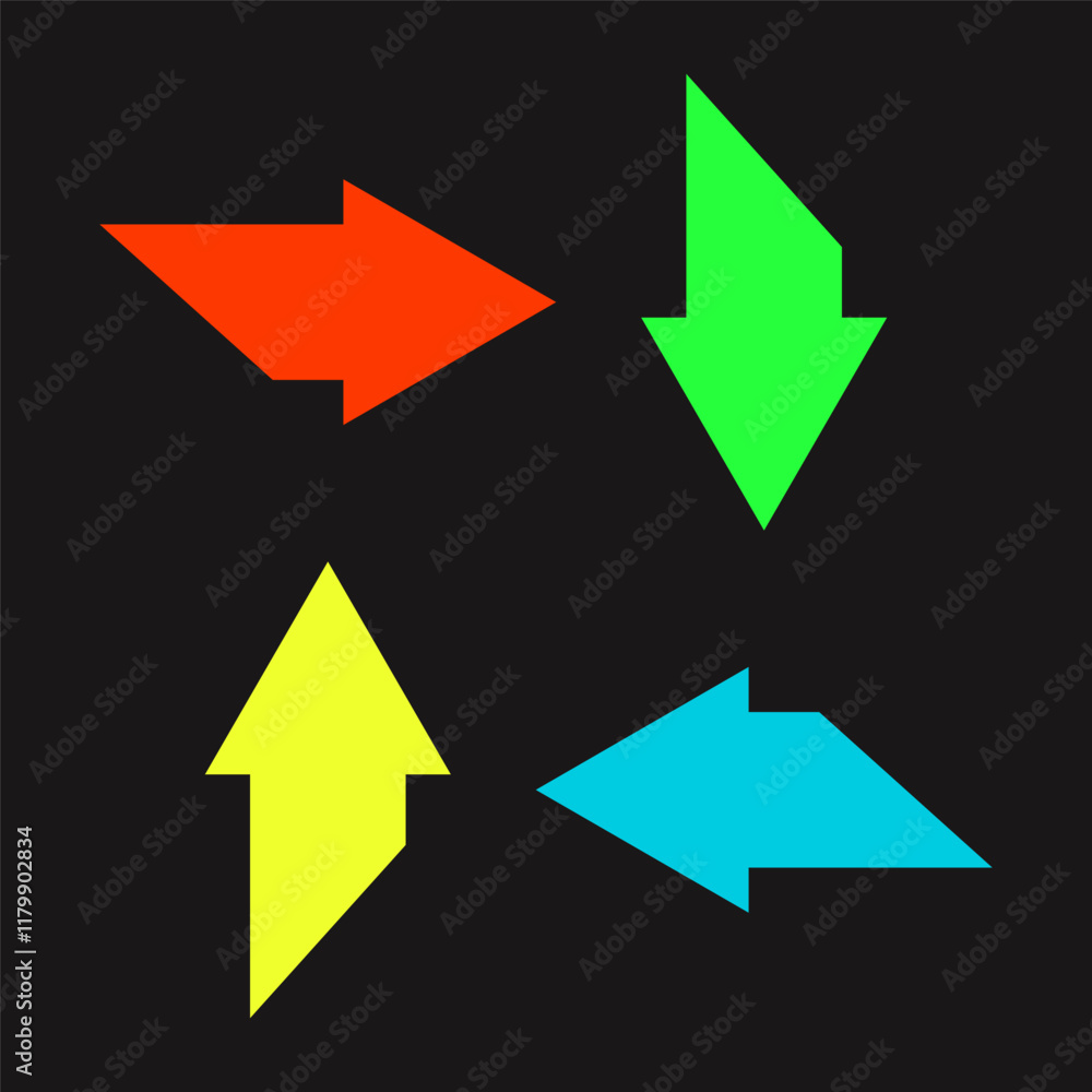 Arrow set, direction symbol, vector illustration. Arrow set, direction symbol, vector illustration.