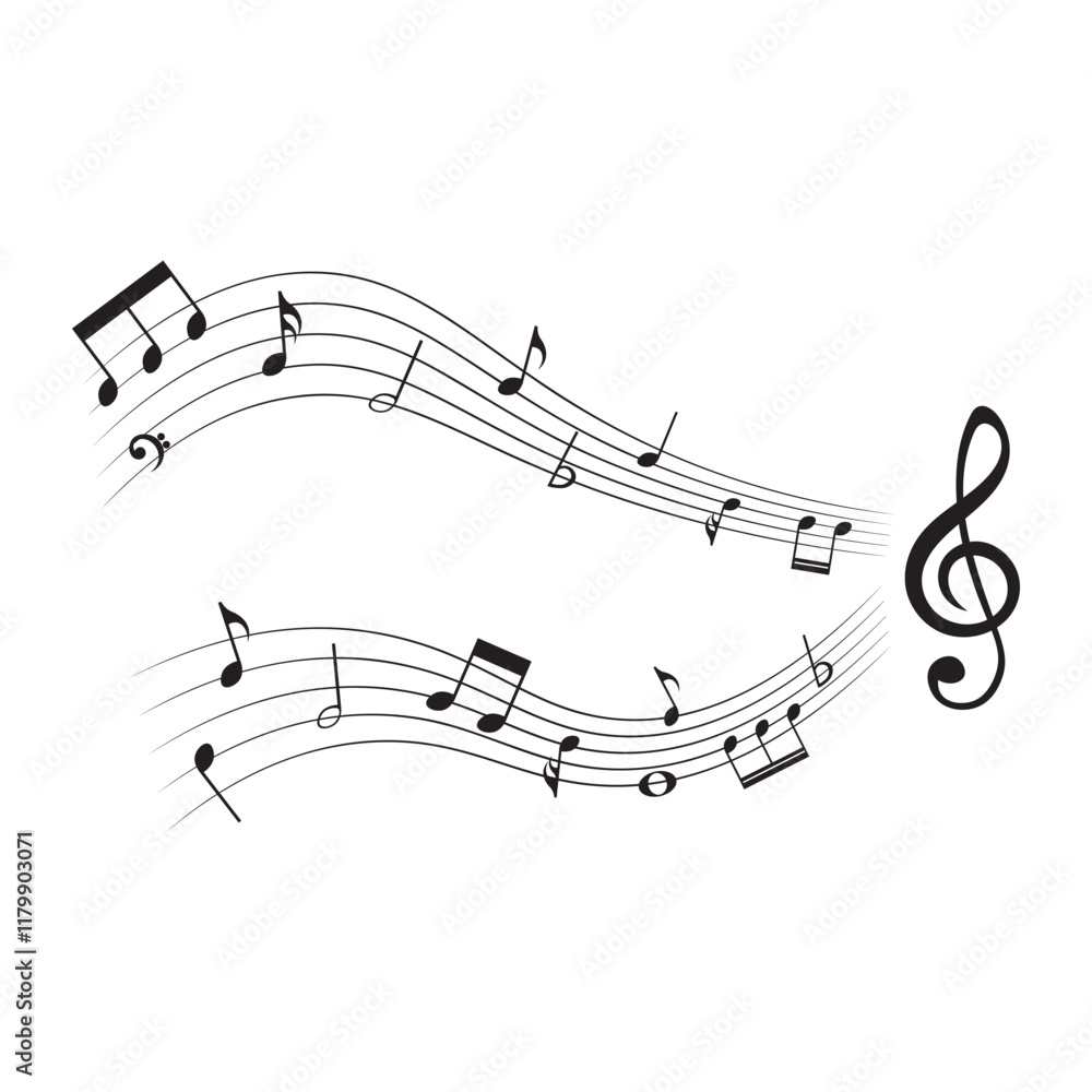 Music notes, musical set, vector illustration. Music notes, musical set, vector illustration.