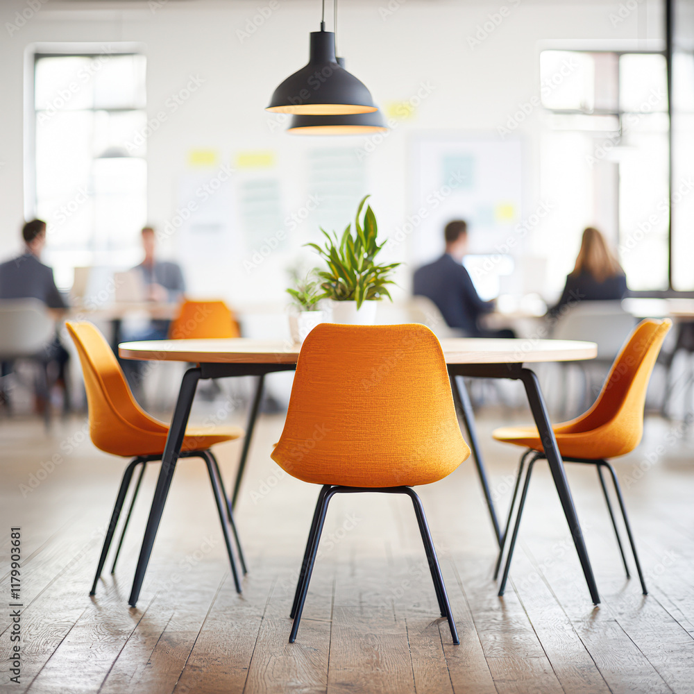 Fototapeta premium A group of people are sitting around a table in a conference room