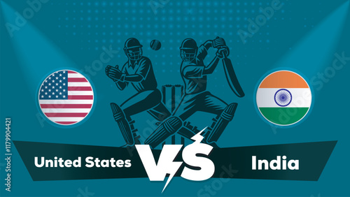 United States Vs India , India VS United States cricket match , Cricket match concept with creative illustration.eps