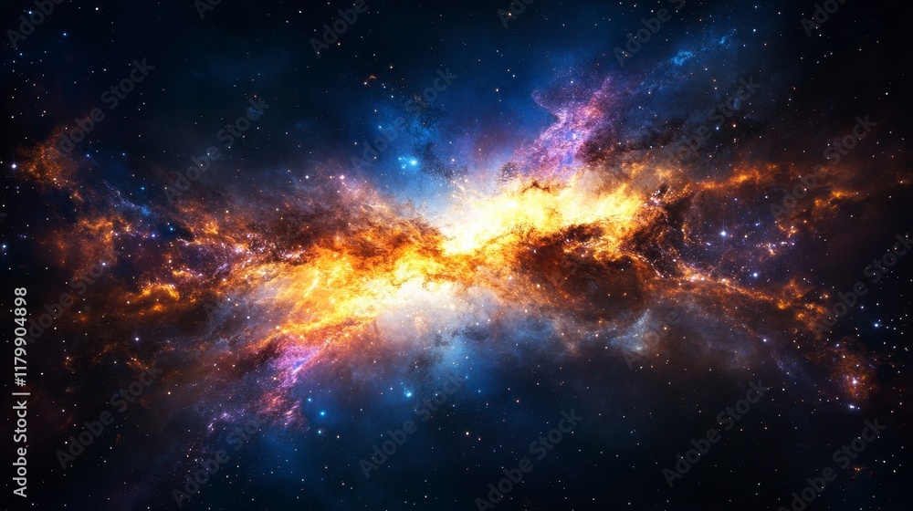 Naklejka premium Cosmic Serenity, a dark blue expanse adorned with countless stars, evokes tranquility and vastness in a minimalist design.