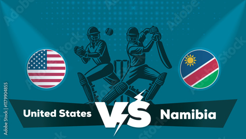 United States VS Namibia Match , Namibia Vs United States cricket match , Cricket match concept with creative illustration.eps