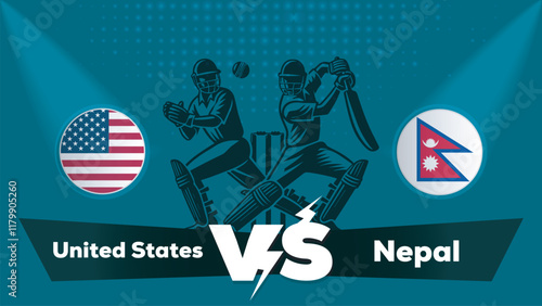 United States VS Nepal , Nepal Vs United States cricket match , Cricket match concept with creative illustration.eps