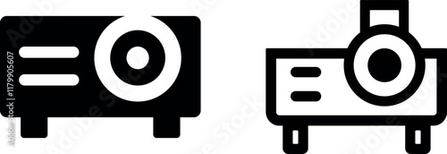 "Projector Vector Icon Set - Multimedia and Presentation Equipment Illustrations"