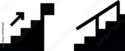 "Stairways Vector Icon Set - Modern and Classic Steps Illustrations"