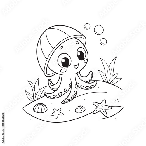 Clean-and-accurate-line-art-create-a-kawaii-coloring page cute octopus vector icon illustration