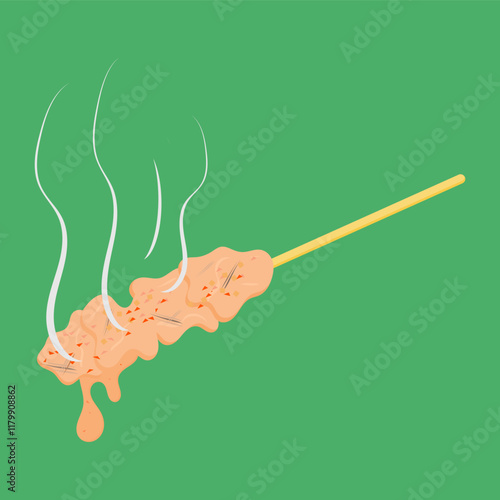 chicken satay. chicken satay with peanut sauce. typical Indonesian food. vector illustration. culinary theme