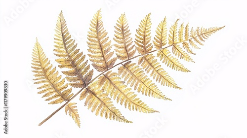 painting of a fern plant with soft, flowing fronds and light shading, isolated against a crisp white background, emphasizing the organic texture. [Fern]:[isolate on white background] 