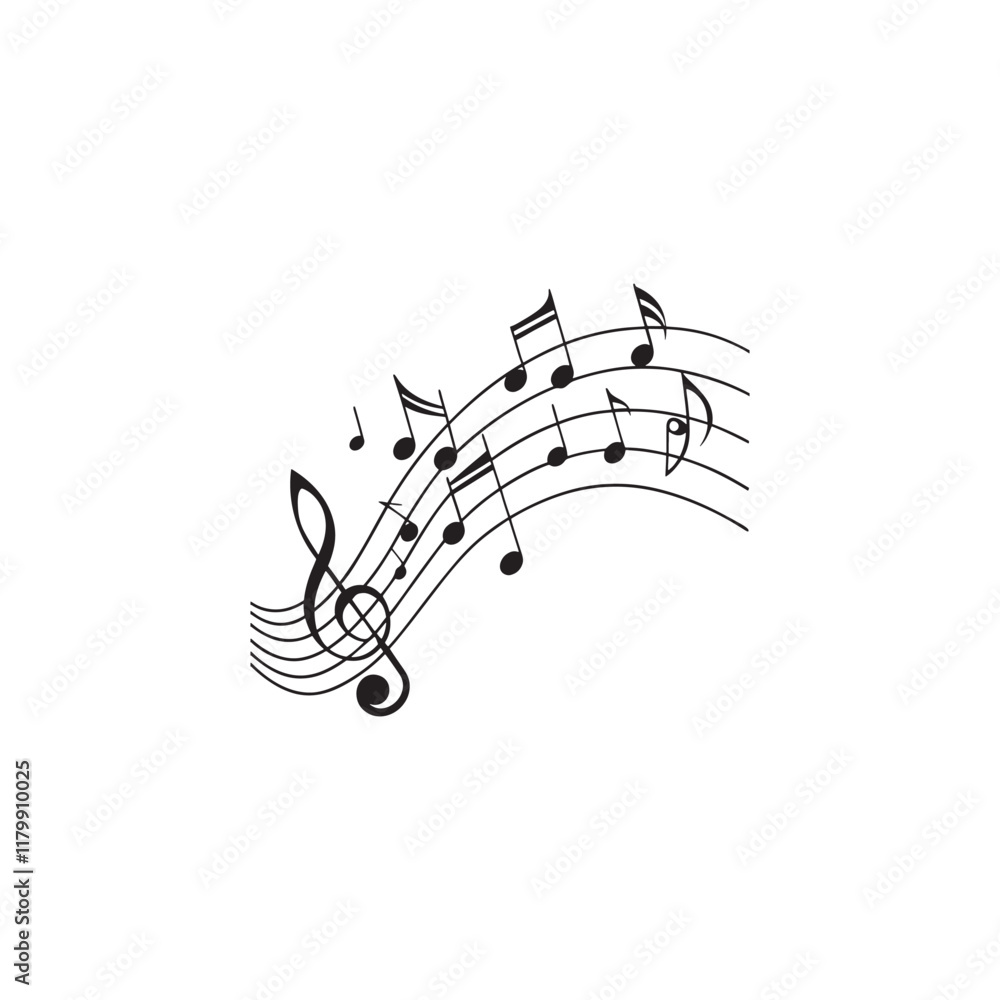 Music-notes-wave-isolated--group-musical-notes-bac vector art illustration Music-notes-wave-isolated--group-musical-notes-bac vector art illustration