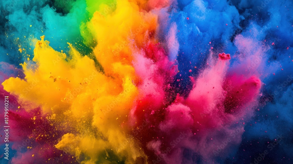 Explosive Color Burst in Rainbow Hues: Vibrant Splashes of Pigment Creating a Stunning Abstract Background for Creative Projects Explosive Color Burst in Rainbow Hues: Vibrant Splashes of Pigment Creating a Stunning Abstract Background for Creative Projects