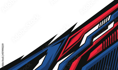 Red and blue geometric stripes racing background for car wrap sticker