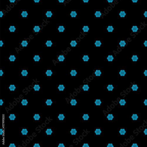 Snowflake icon seamless pattern isolated on black background