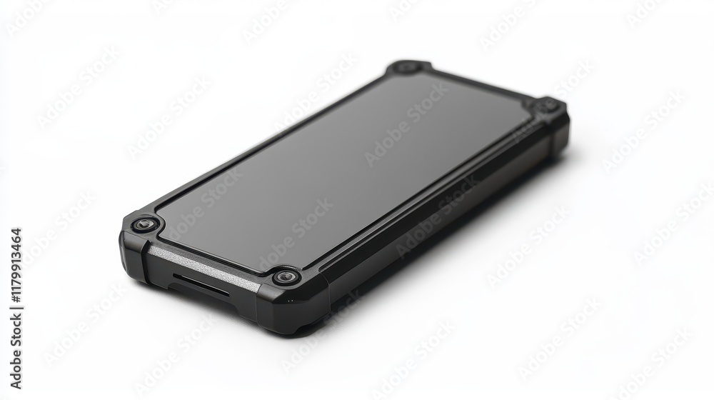 Sleek Black Smartphone on White Background Sleek Black Smartphone on White Background