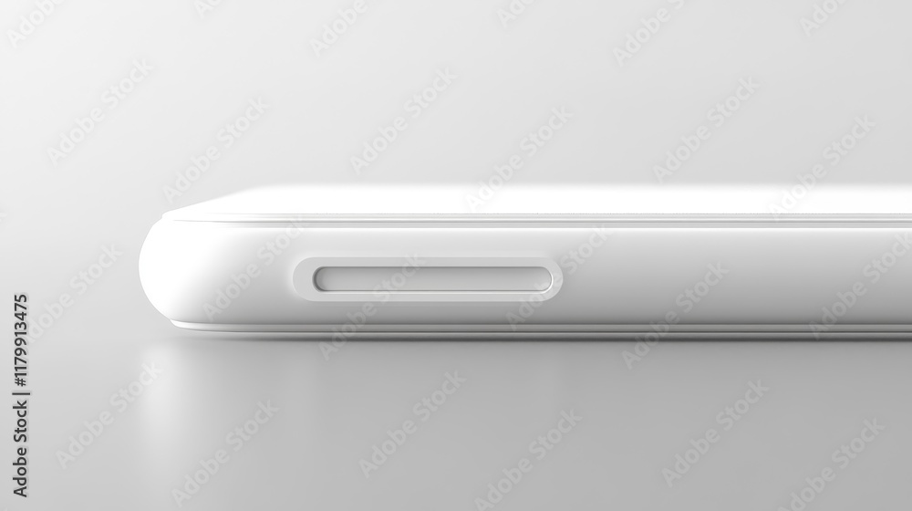 Close-Up of Modern Smartphone Side View on White Surface