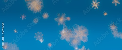 Snowflakes Falling on Blue Sky