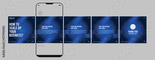 Linkedin carousel post design, Editable social media Instagram carousel post, Most engaging business carousel post, Template eps 10.