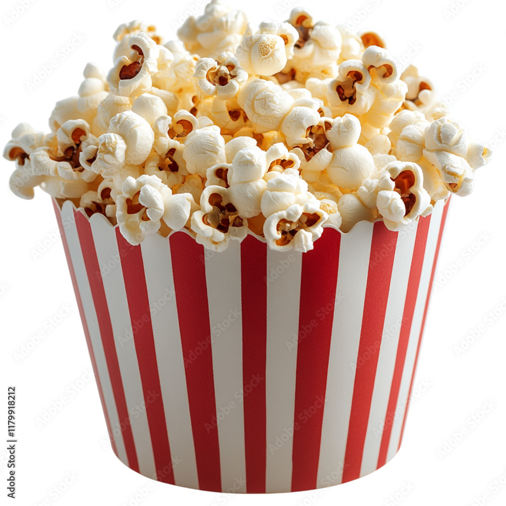 Popcorn in a Cardboard Box on a Transparent Background Popcorn in a Cardboard Box on a Transparent Background