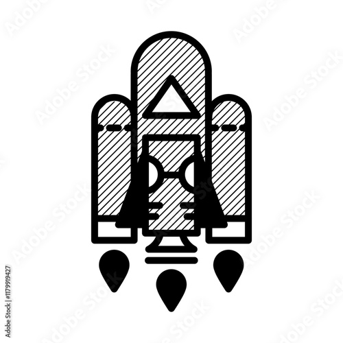 Spacecraft icon. Space exploration icon. Rocket icon