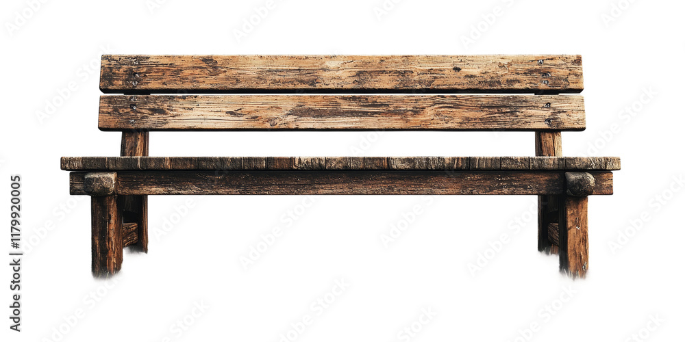 Rustic Wooden Bench for Outdoor Spaces Isolated on transparent background Rustic Wooden Bench for Outdoor Spaces Isolated on transparent background