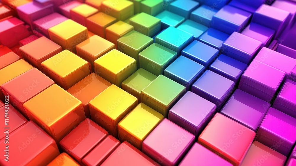 Vibrant Colorful Cubes Arranged in a Gradient Pattern Creating a Beautiful Abstract Background for Creative Projects and Designs Vibrant Colorful Cubes Arranged in a Gradient Pattern Creating a Beautiful Abstract Background for Creative Projects and Designs
