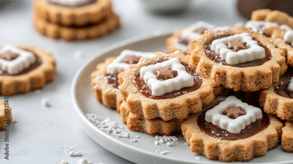 S'mores Linzer Cookies With Copy Space S'mores Linzer Cookies With Copy Space