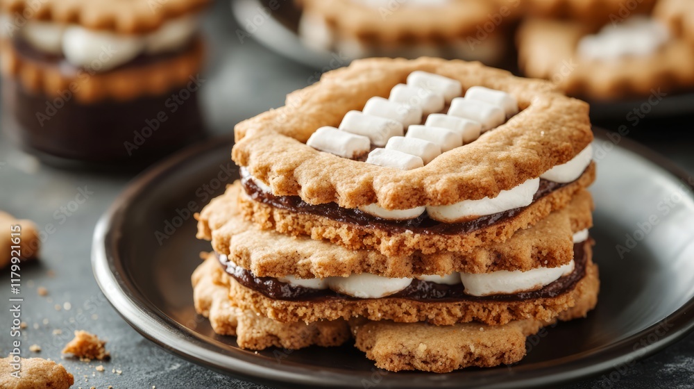 S'mores Linzer Cookies With Copy Space