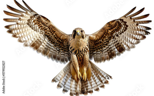 Falcon with Wings Wide on white background PNG.