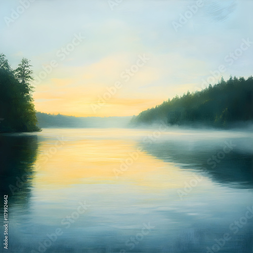 Wallpaper Mural Serene Morning Escape: Nature's Calming Beauty at Sunrise Over Tranquil Waters Torontodigital.ca