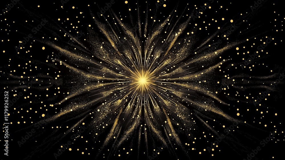 Fototapeta premium Fireworks. Yellow golden color. Festive background. Advertisement.