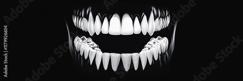 Wallpaper Mural Open Mouth, Teeth, Dark Background - A close-up of a set of human teeth, open mouth, dark background, dental health, oral care. Torontodigital.ca