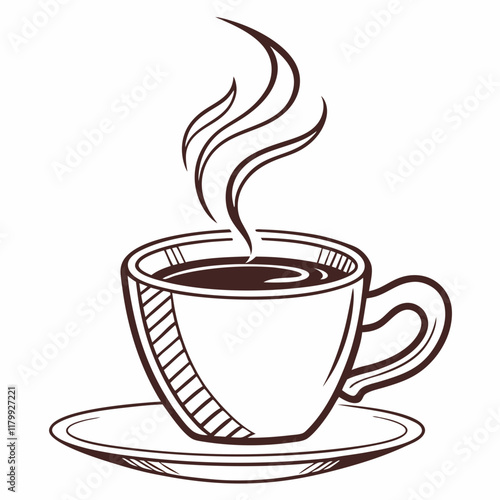 coffee mug icon. hot coffee or tea cup symbol with steam sign. transparent png and vector illustration.