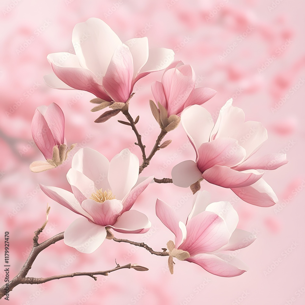 Fototapeta premium pink spring magnolia blossom branch